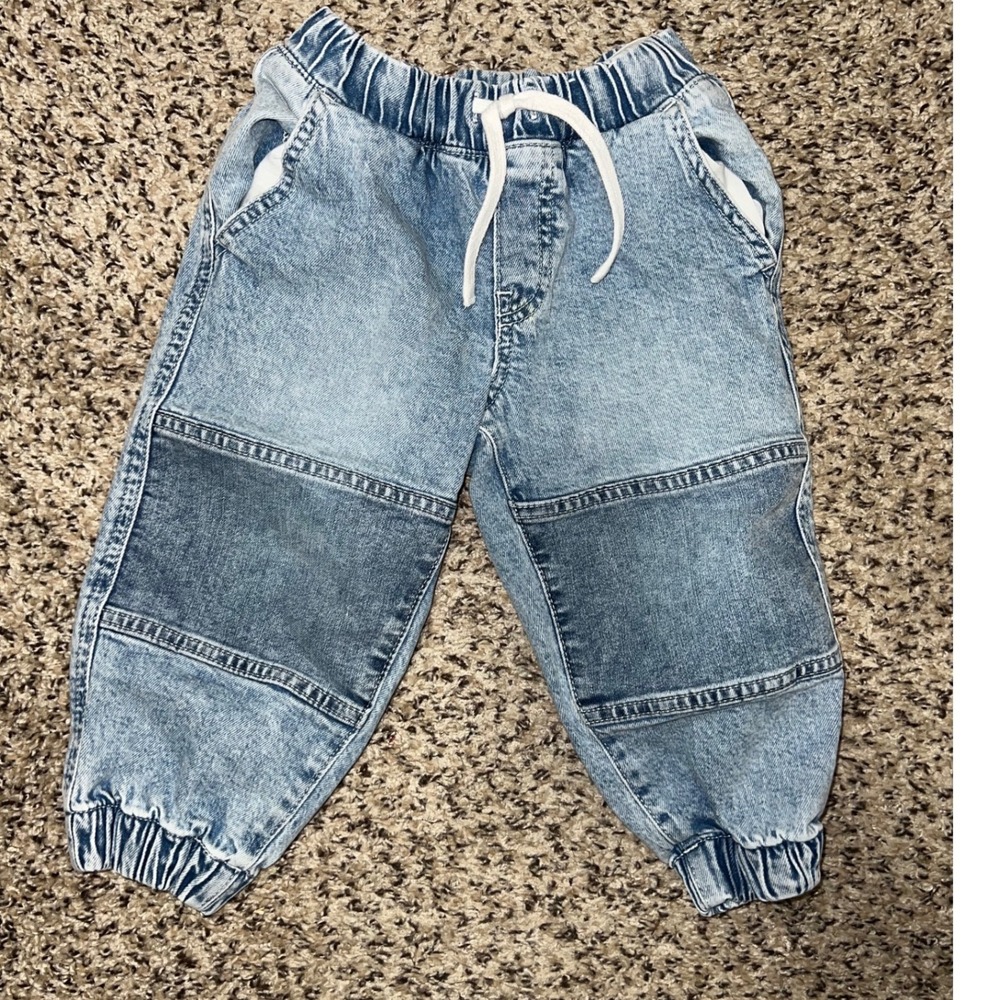 H&M‎ Toddler Boys Light Wash Reinforced Knee Denim Jogger Pants Size 2T